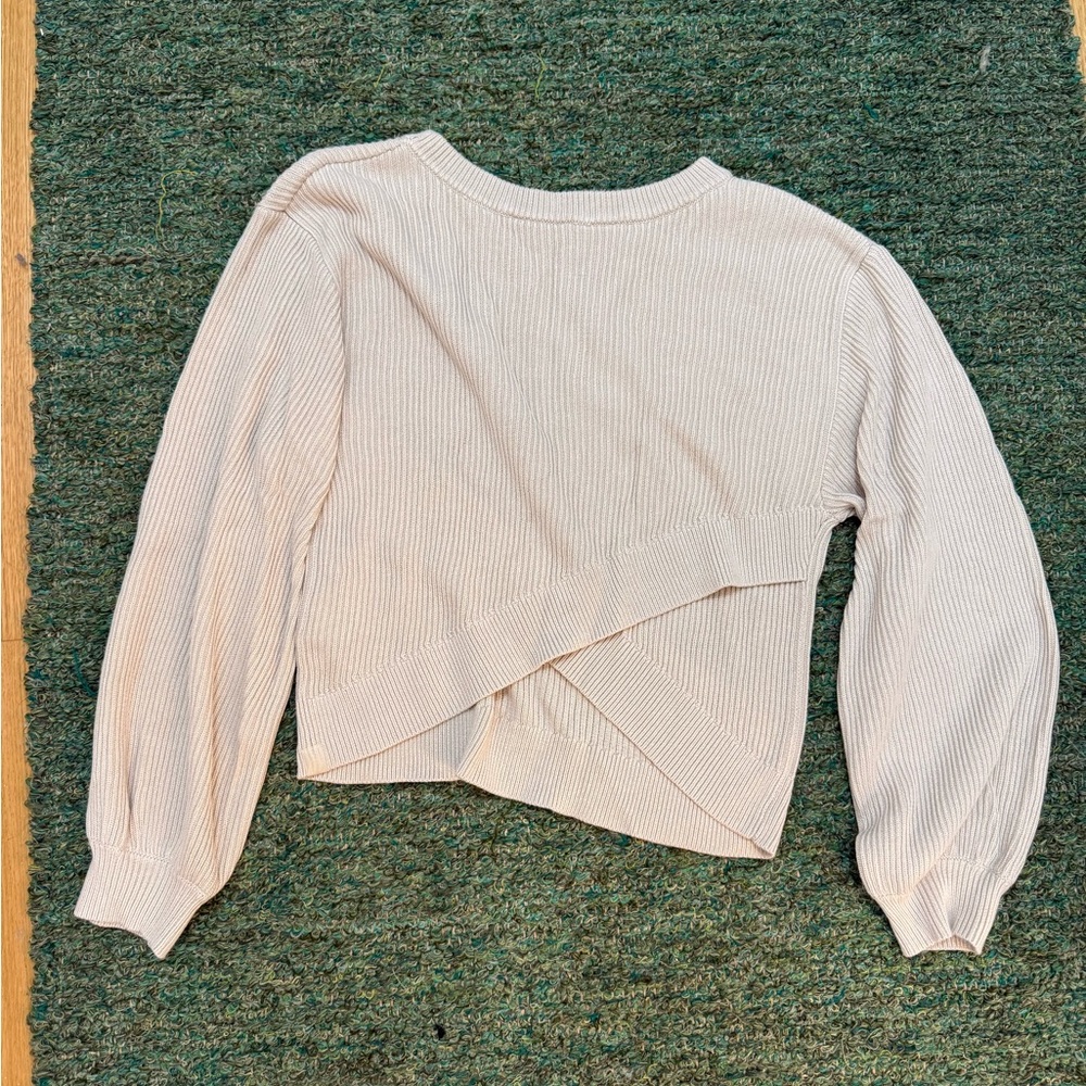 lululemon Cropped Ribbed Knit Sweater in Light Beige